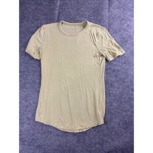 LULULEMON Hold Tight Ribbed Short Sleeve Shirt Yellow Casual Womens 6/8 SEE